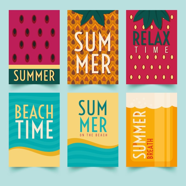 Free vector summer cards set template