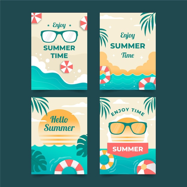 Free vector summer cards template design