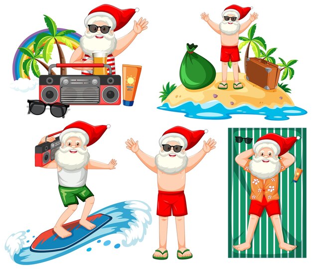 Free Vector summer christmas character set