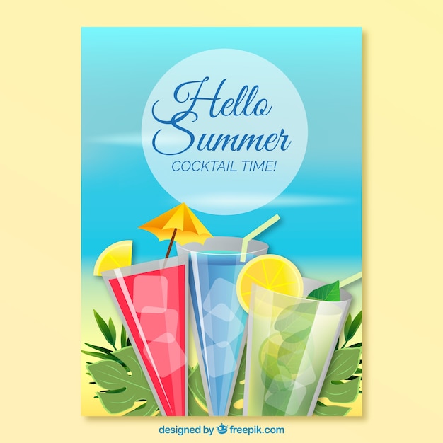 Free vector summer cocktail party brochure