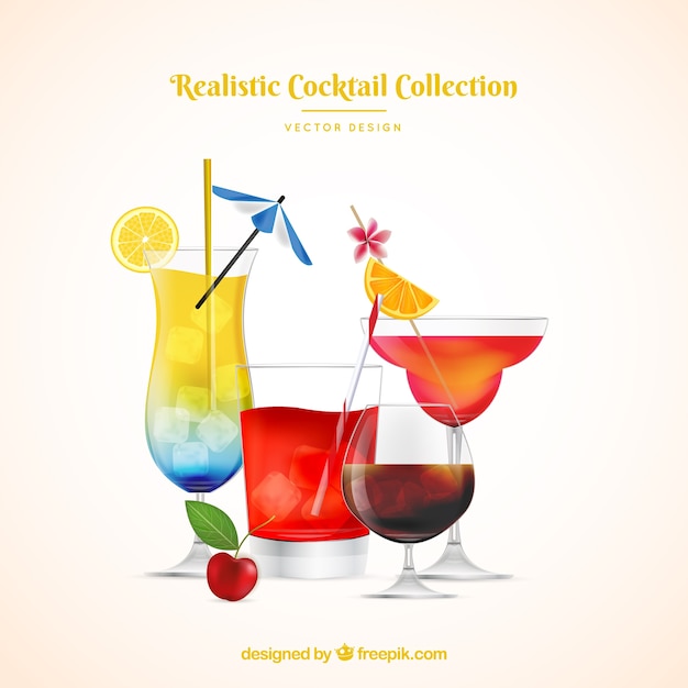 Vettore gratuito collezione di cocktails estivi in ​​stile realistico