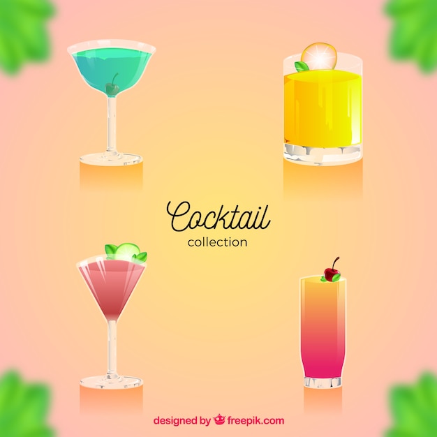 Vettore gratuito collezione di cocktails estivi in ​​stile realistico