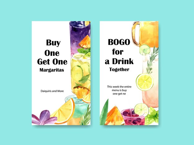 Summer cocktails for Instagram stories templates