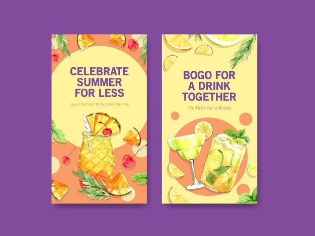 Summer cocktails for Instagram stories templates