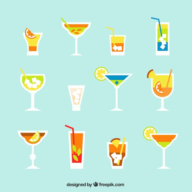 Free vector summer cocktails