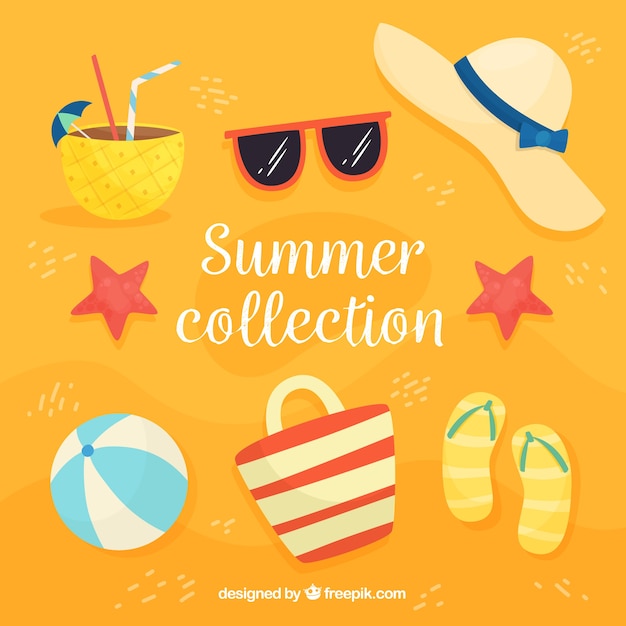 Free vector summer collection with beach elements