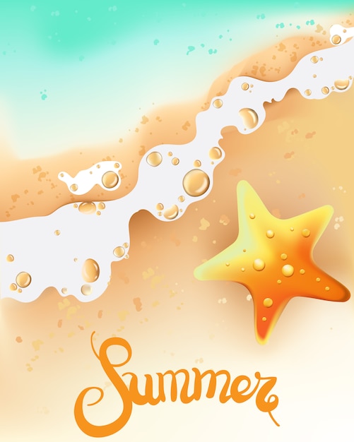 Summer composition with seashore and sea star