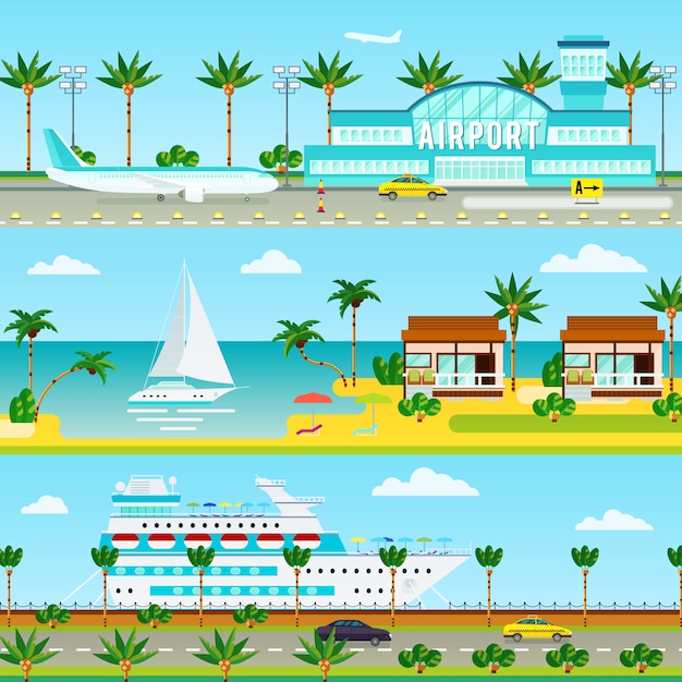 Free vector summer cruise vacation banners