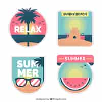 Free vector summer cute label collection in flat design