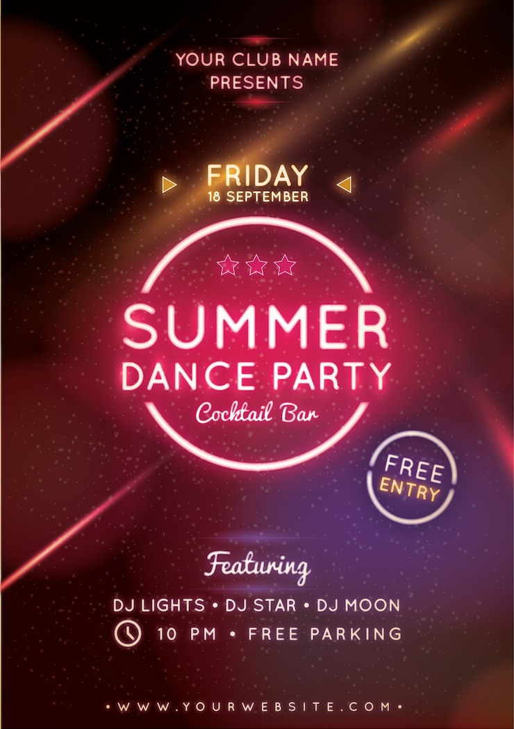 Free Vector summer dance party poster