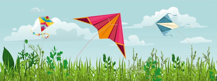 Free Vector summer day kites composition