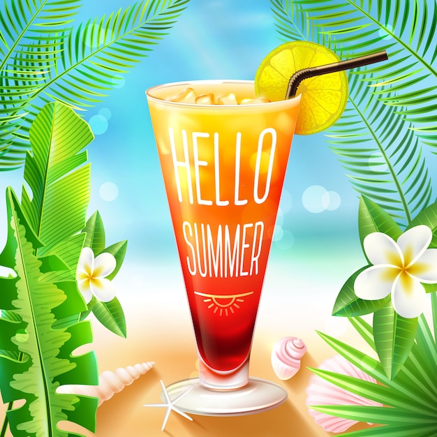 Free vector summer design with cocktail
