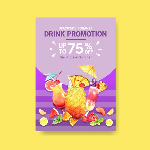 Summer drink poster template