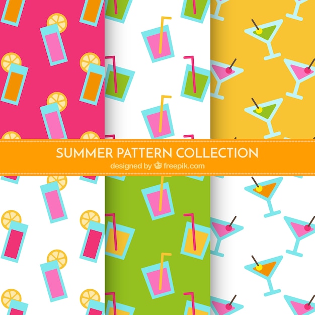 Free vector summer drinks pattern collection