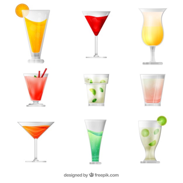 summer drinks in realistic style