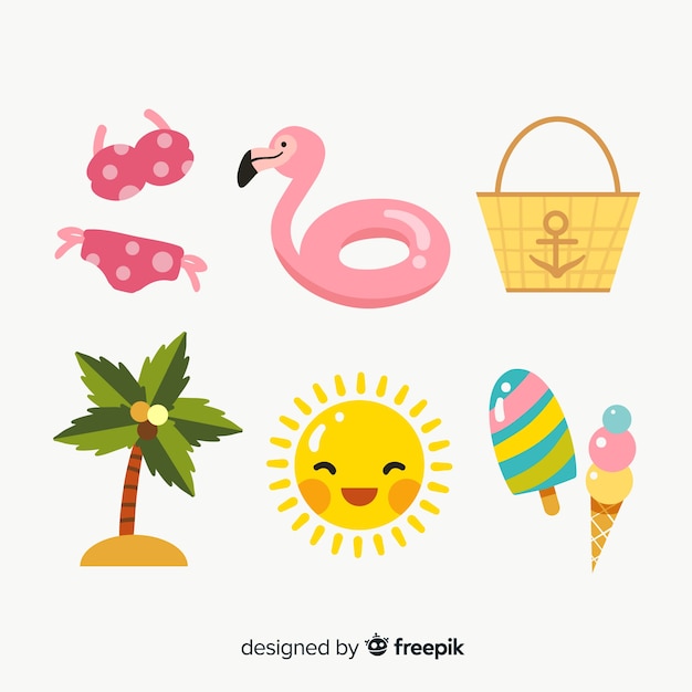 Free vector summer element collection flat design