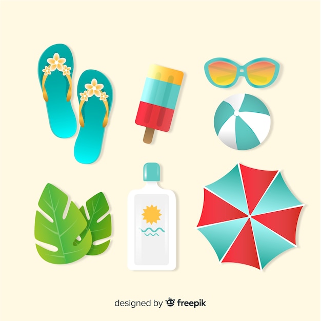 Free vector summer element collection