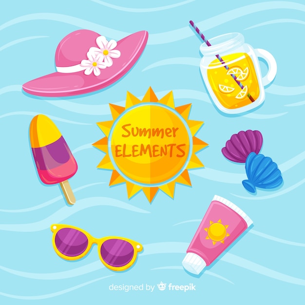 Free vector summer element collection