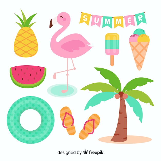 Free vector summer element collection