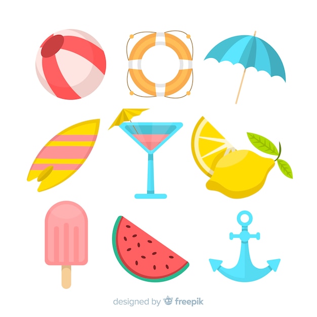 Free vector summer element collection