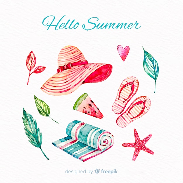 Free vector summer element collection