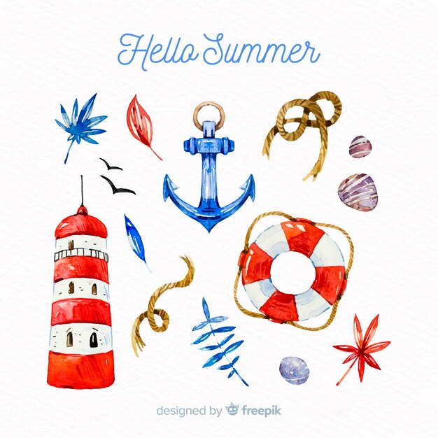 Free vector summer element collection