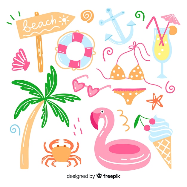 Free vector summer element collection