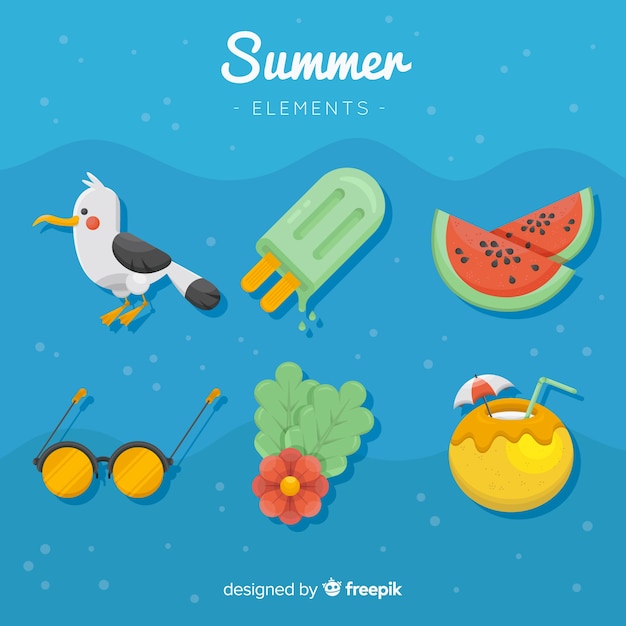 Free vector summer element collection