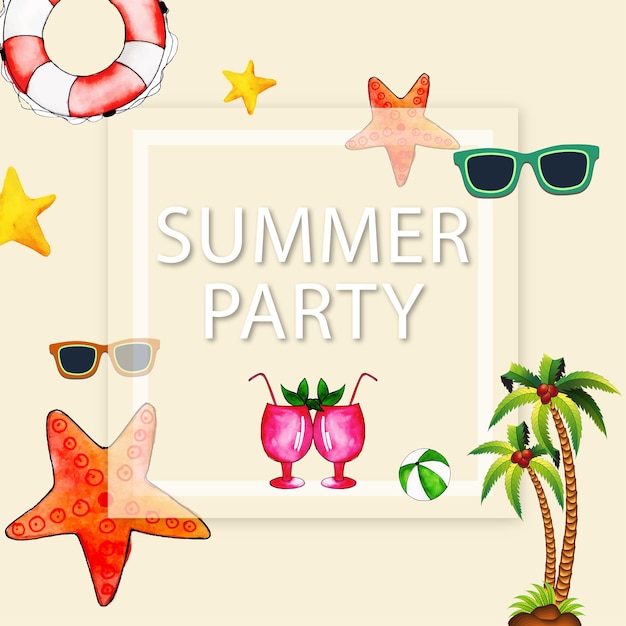 Summer Element Light Brown Green Colourful Background Social Media Design Banner Free Vector