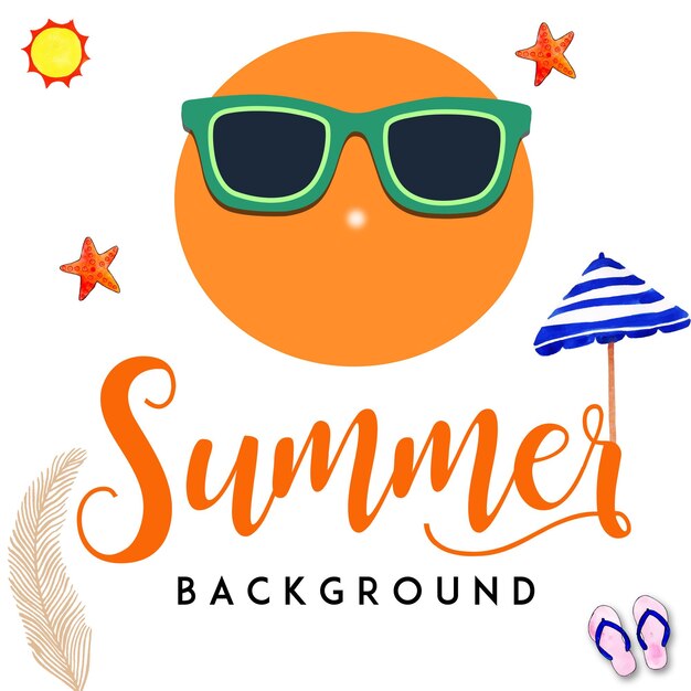 Summer Element Orange Blue Colourful Background Social Media Design Banner Free Vector