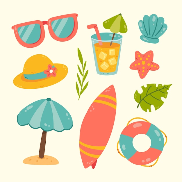 Free vector summer element set