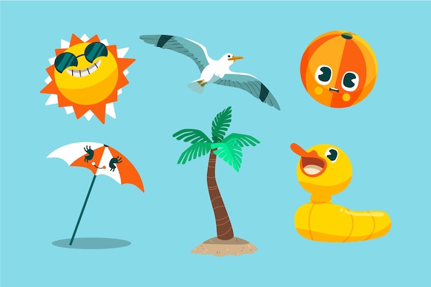 Free vector summer element set