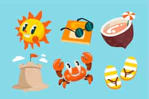 Free vector summer element set