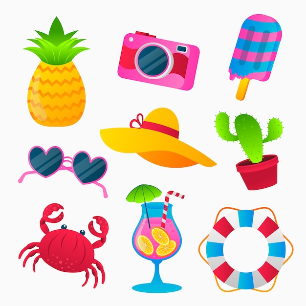 Free vector summer element set