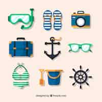 Free vector summer elements collection in flat style