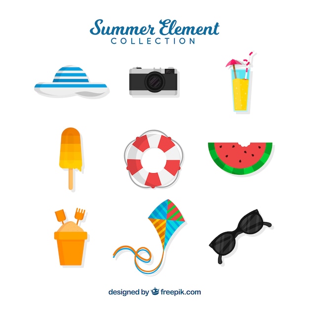 Free vector summer elements collection in flat style