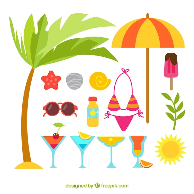 Free vector summer elements collection