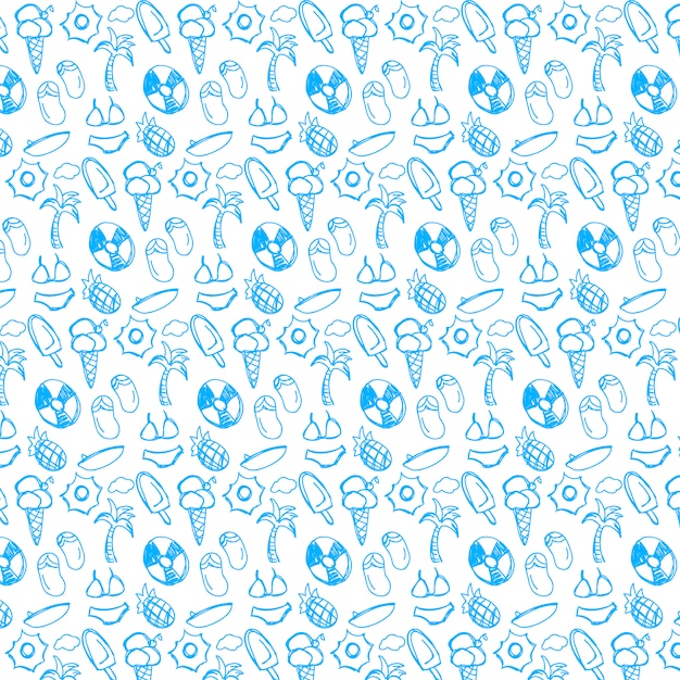 Summer elements doodles pattern