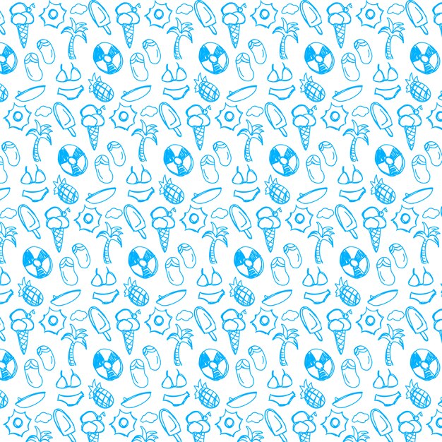 Summer elements doodles pattern