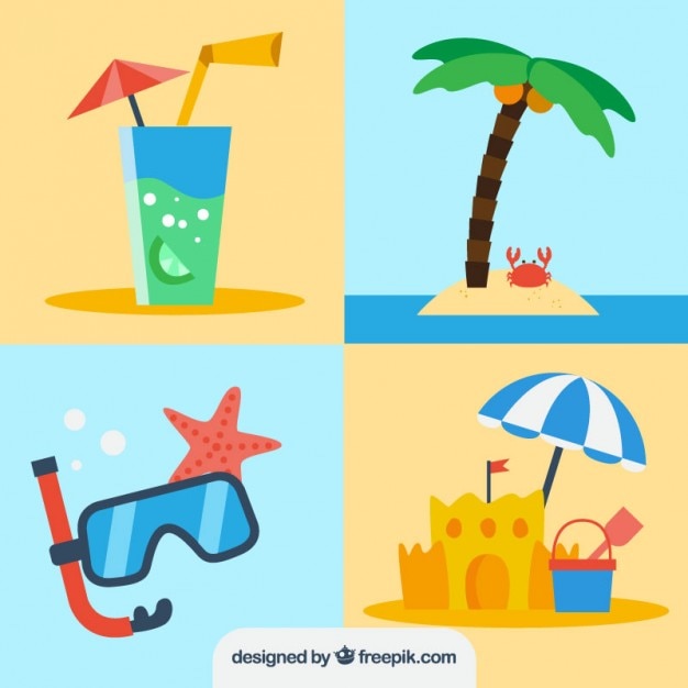 Summer elements in flat design