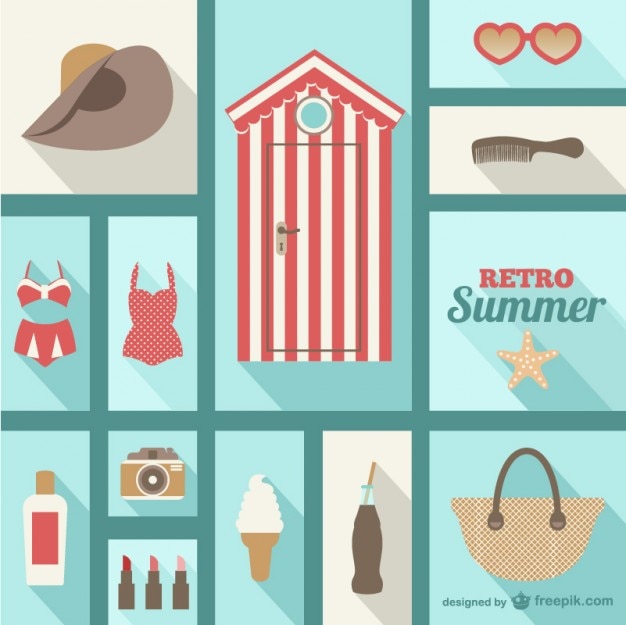 Summer elements icons