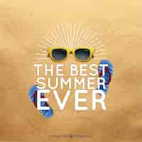 Free vector summer elements on the sun with phrase