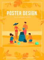 Free vector summer family activities concept. children, mom and dad making sandcastle on beach. for tropical resort, holiday, tourism concept