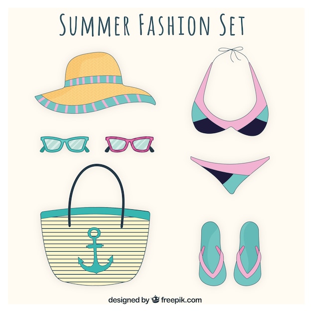 Free vector summer fashion set for women
