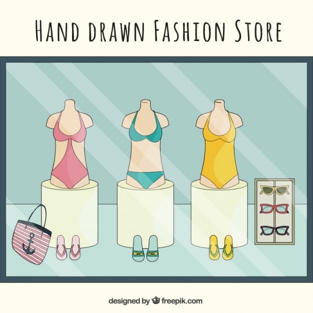 Free vector summer fashion store, hand drawn