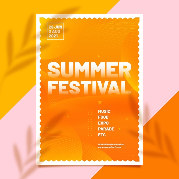 Free vector summer festival flyer template