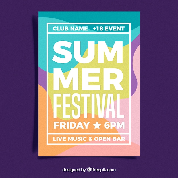 무료 벡터 추상 스타일의 여름 축제 포스터