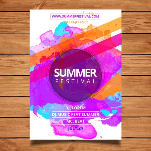 Free vector summer festival poster template