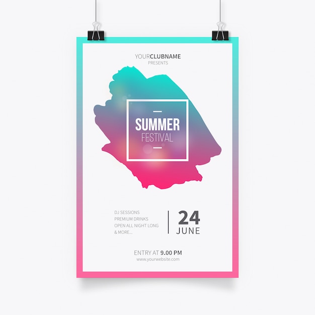 Free vector summer festival poster template