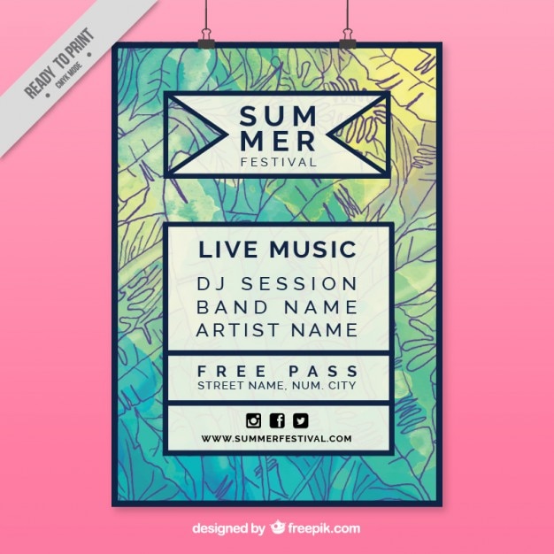Бесплатное векторное изображение Летний фестиваль плаката